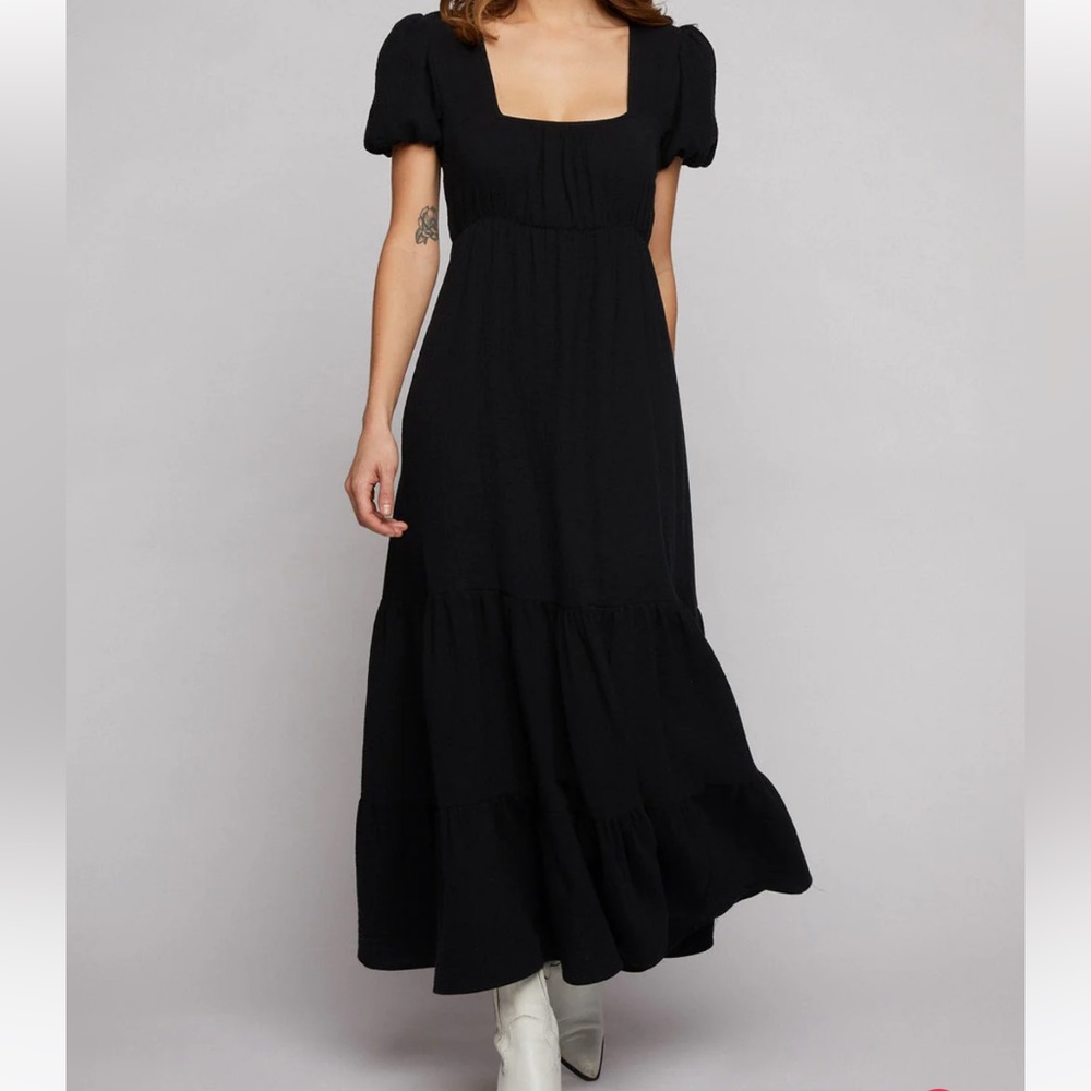 Raya Cotton Maxi Dress - Black XL